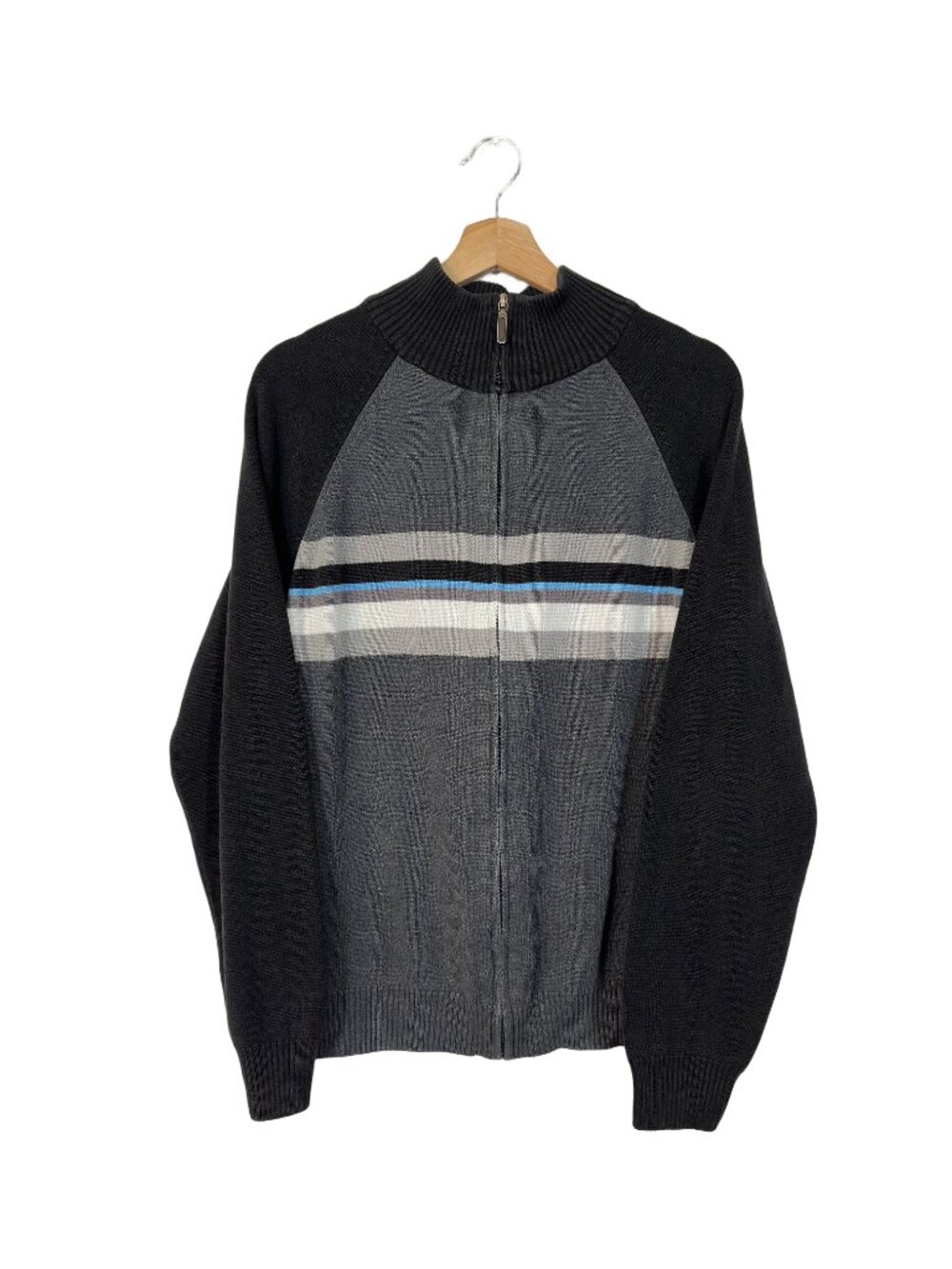 Mossimo Men's Striped Full Zip Sweater Jacket Size XL Sporty Streetwear Casual
